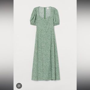 H&M green floral midi dress